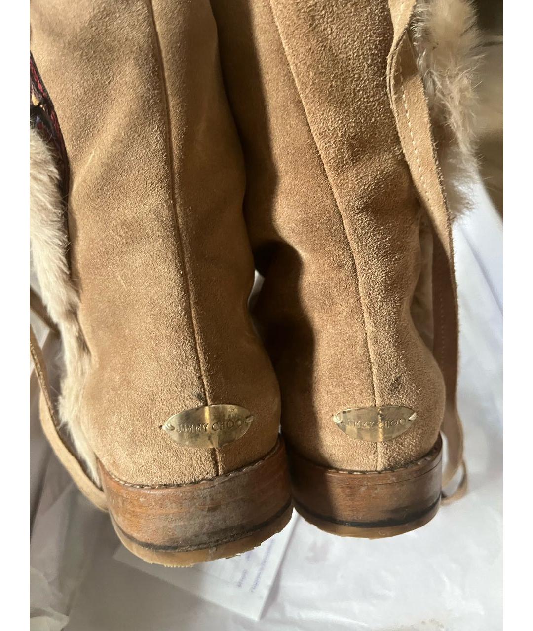 JIMMY CHOO Бежевые замшевые сапоги, фото 8