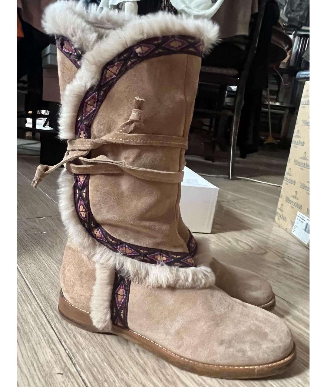 JIMMY CHOO Бежевые замшевые сапоги, фото 9