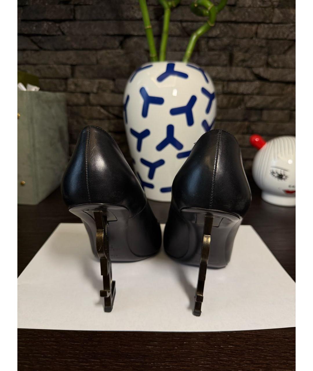 SAINT LAURENT Черные кожаные туфли, фото 4