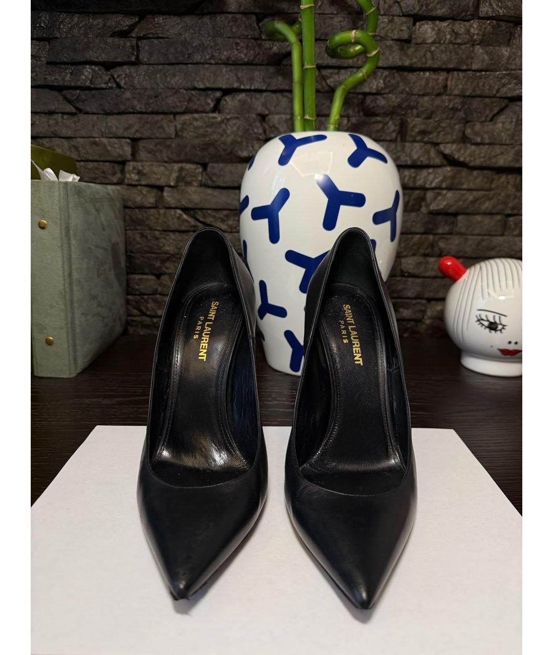 SAINT LAURENT Черные кожаные туфли, фото 2