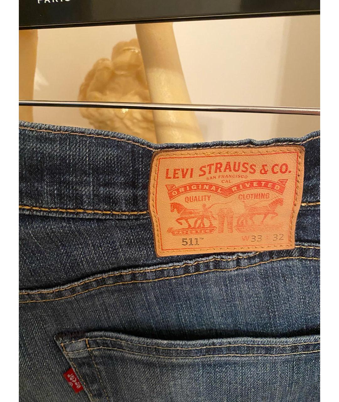 LEVI'S Синие хлопковые прямые джинсы, фото 4