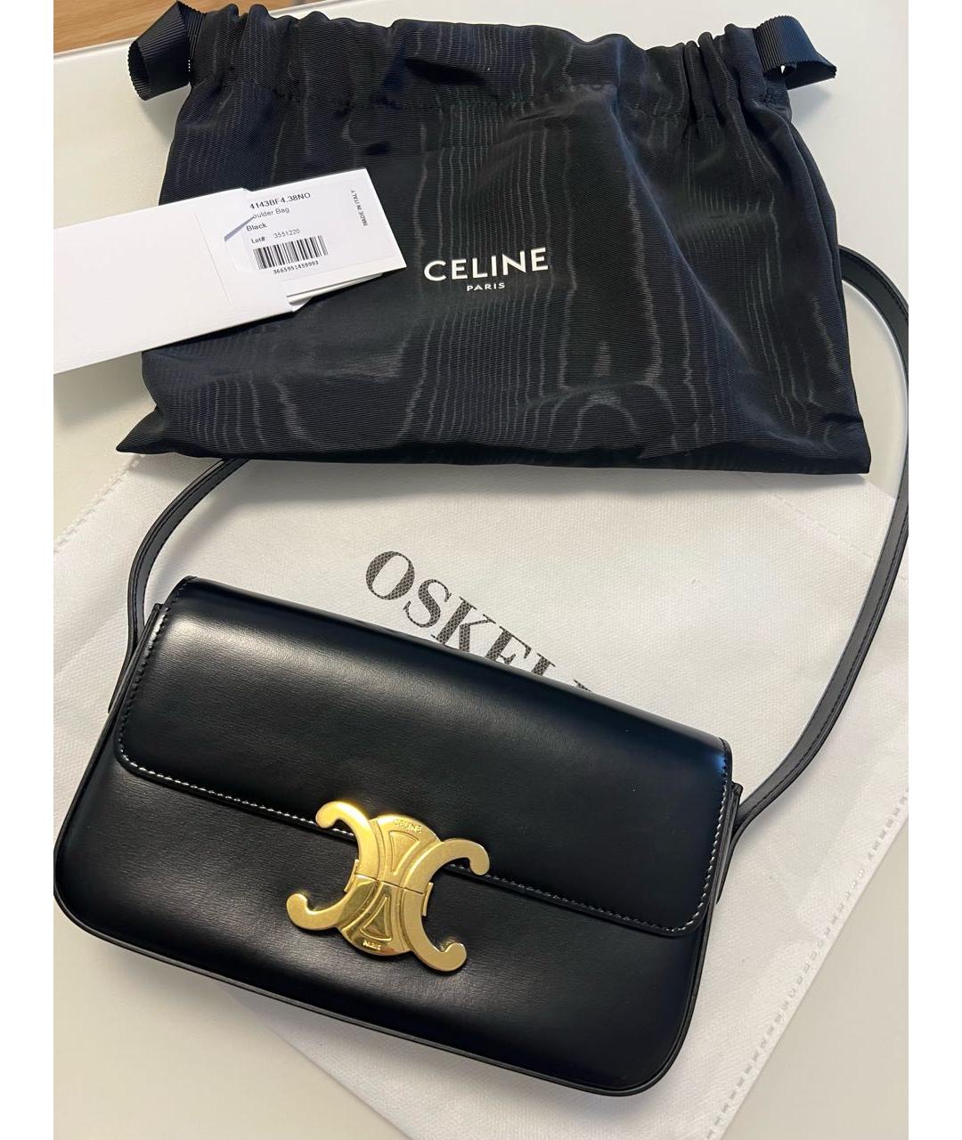 CELINE Черная кожаная сумка через плечо, фото 5