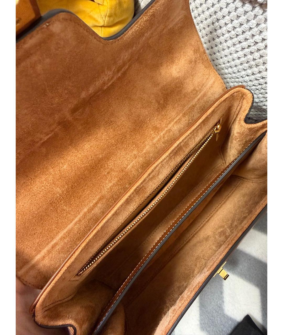 CELINE Коричневая кожаная сумка через плечо, фото 4