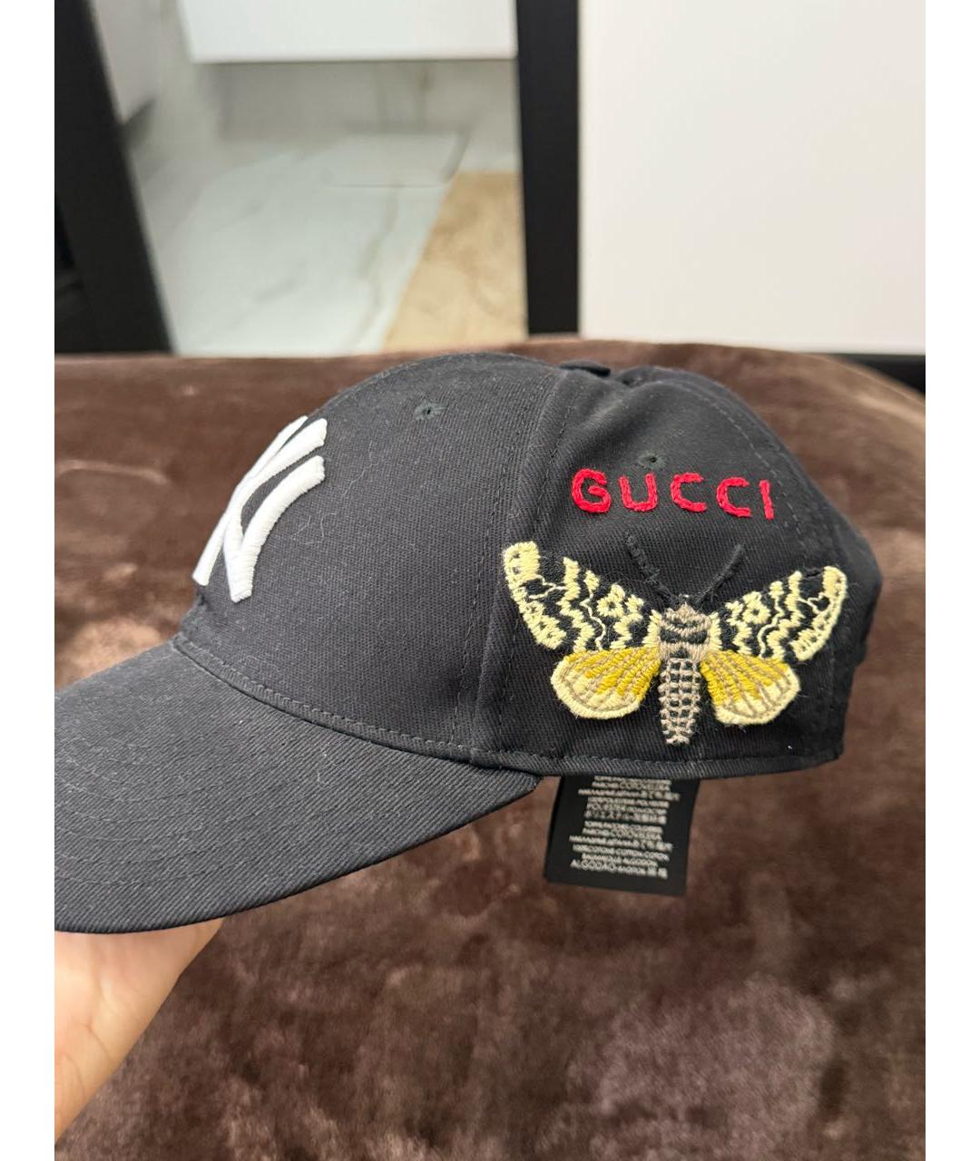 GUCCI Черная хлопковая кепка, фото 2