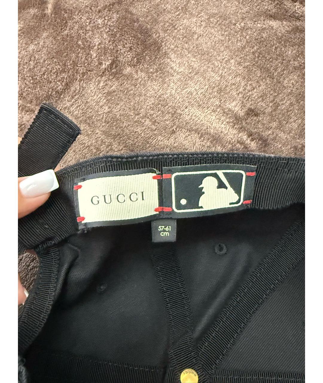 GUCCI Черная хлопковая кепка, фото 4
