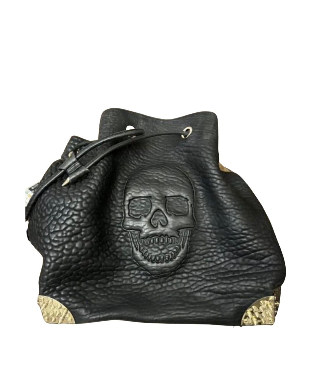 PHILIPP PLEIN Черная кожаная сумка тоут, фото 1