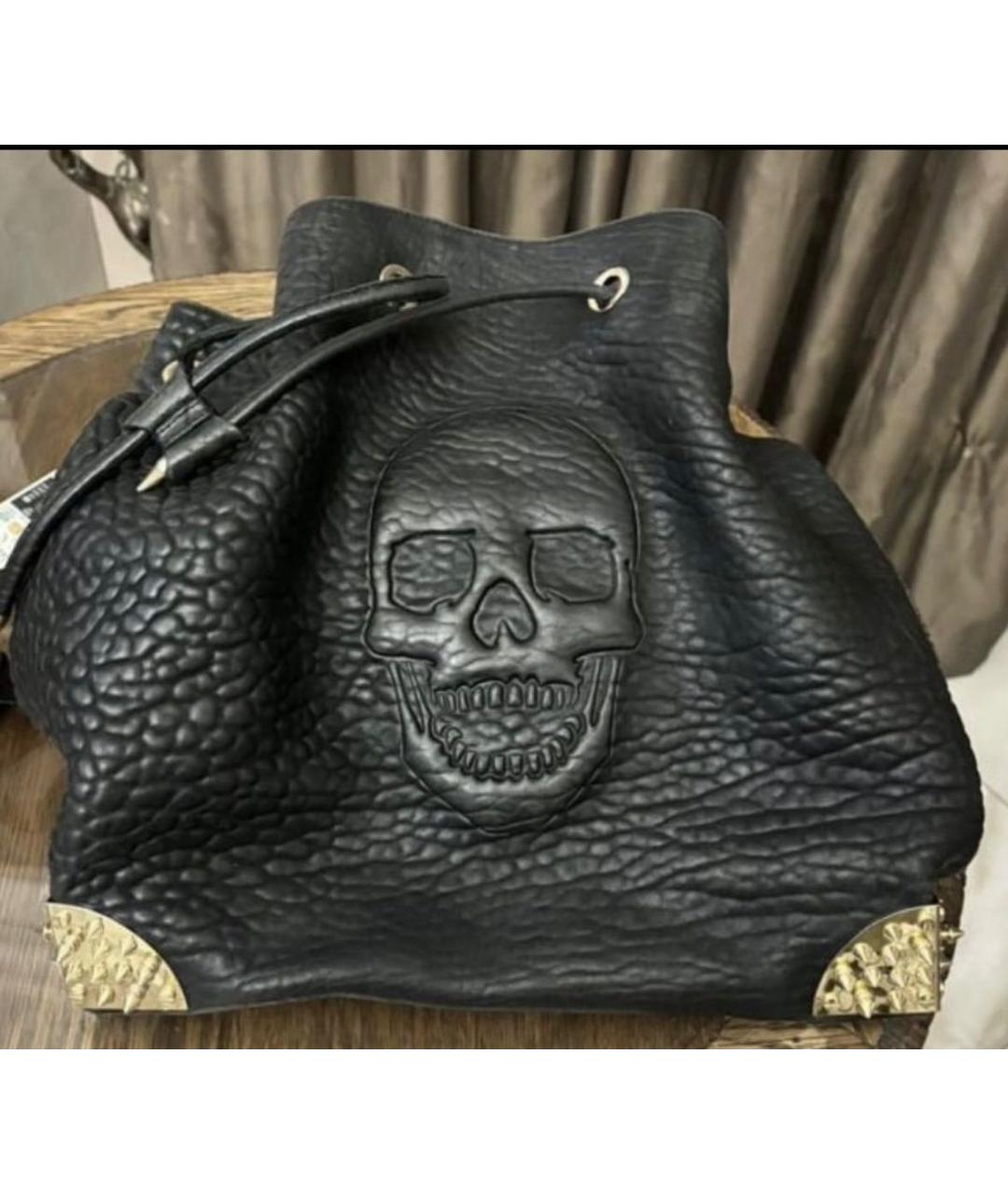 PHILIPP PLEIN Черная кожаная сумка тоут, фото 5