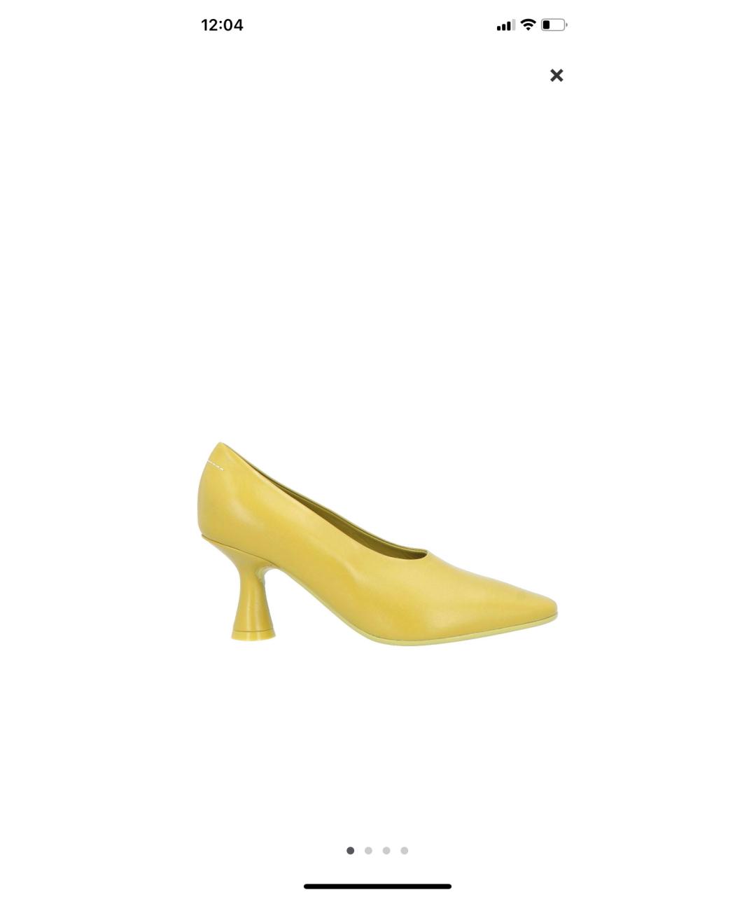 MM6 MAISON MARGIELA Зеленые кожаные лодочки на низком каблуке, фото 5