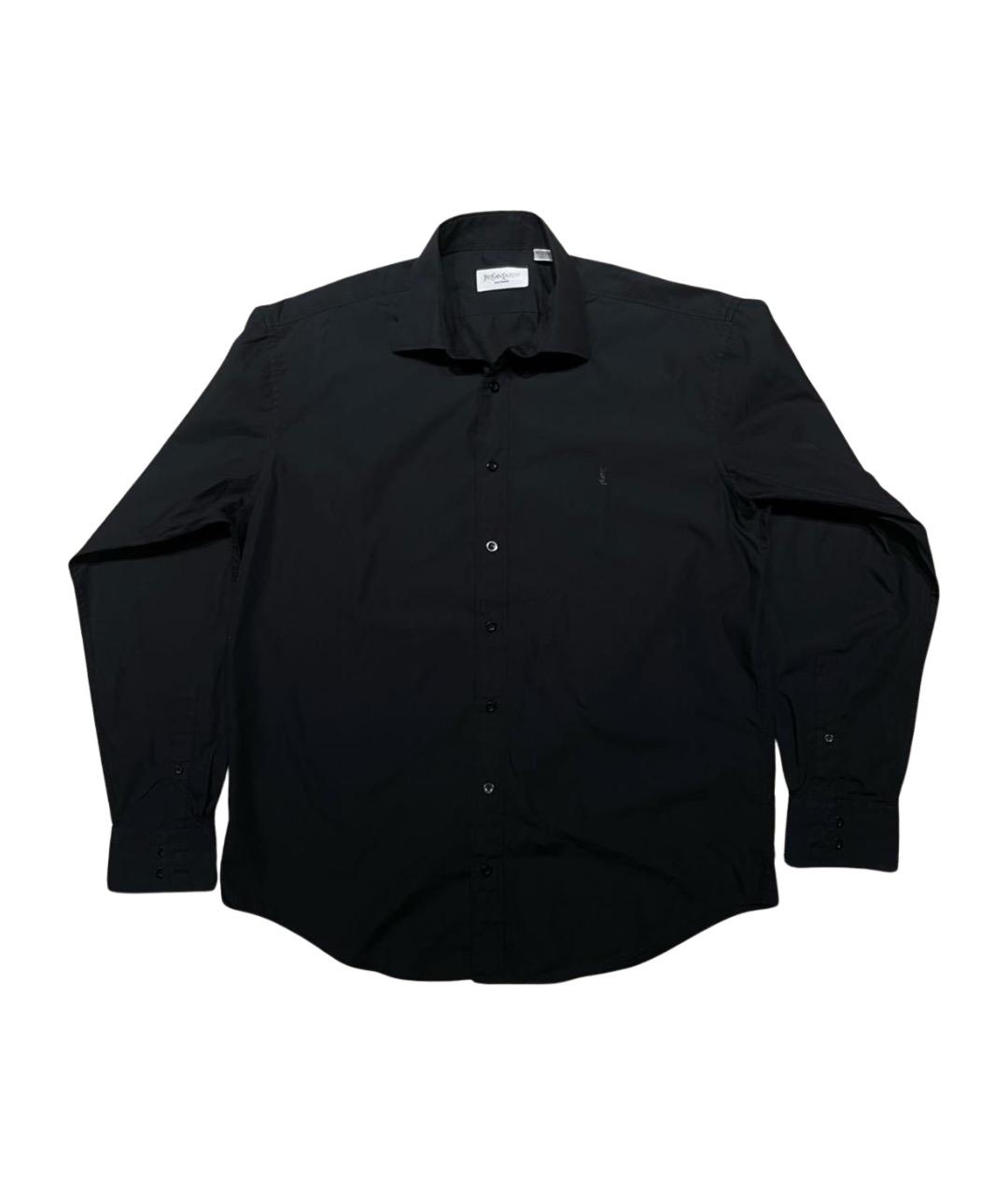 SAINT LAURENT Черная хлопко-полиэстеровая классическая рубашка, фото 1