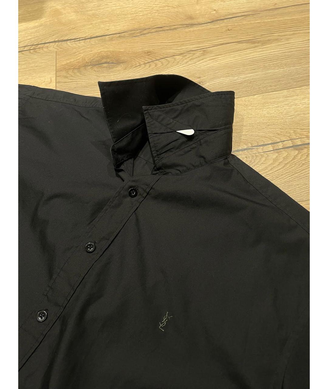 SAINT LAURENT Черная хлопко-полиэстеровая классическая рубашка, фото 3