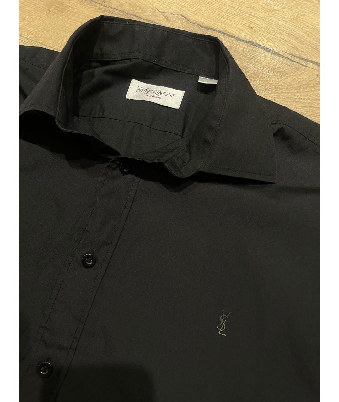 SAINT LAURENT Черная хлопко-полиэстеровая классическая рубашка, фото 2