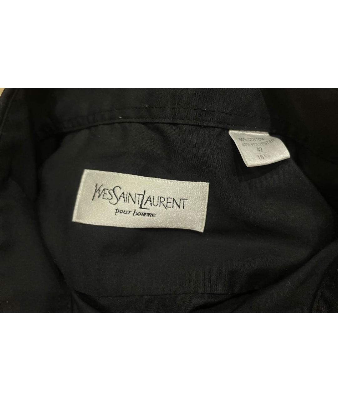 SAINT LAURENT Черная хлопко-полиэстеровая классическая рубашка, фото 4