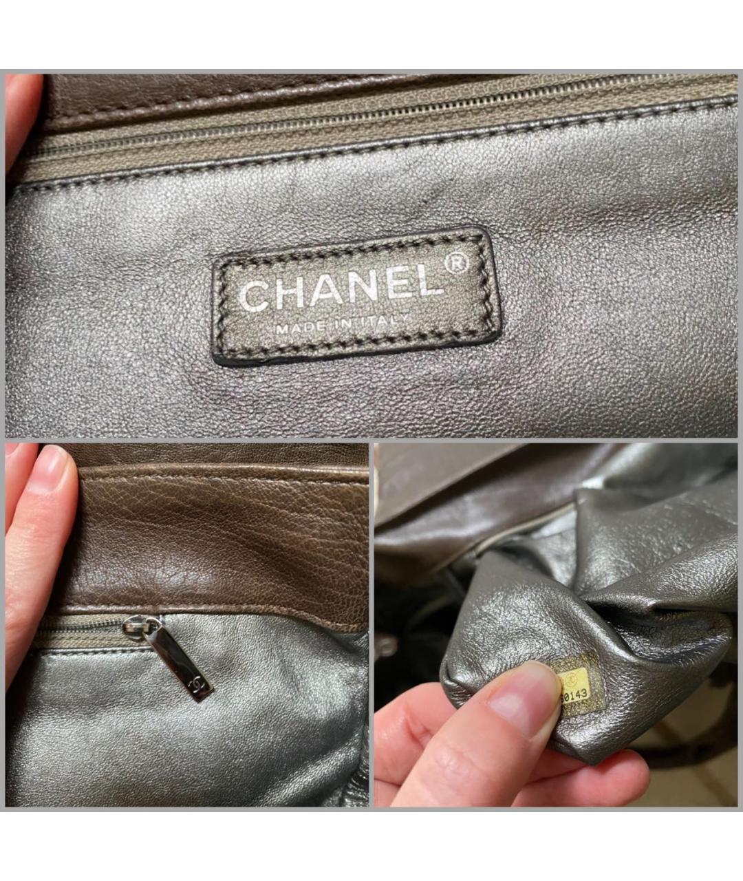 CHANEL Коричневая кожаная сумка с короткими ручками, фото 3