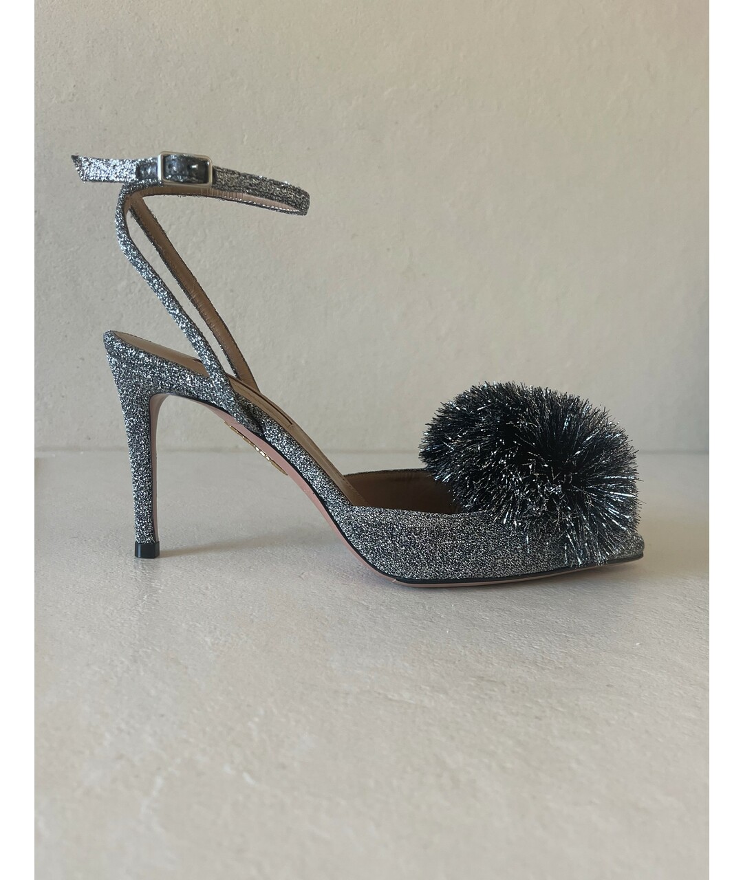 AQUAZZURA Серебряные текстильные туфли, фото 8