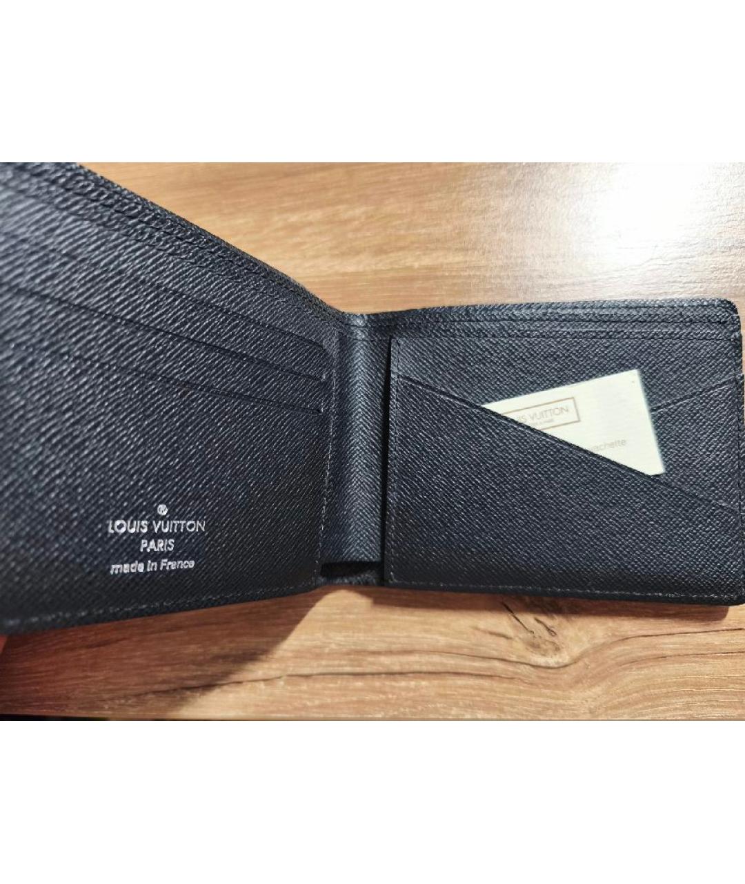 LOUIS VUITTON Черный кожаный кошелек, фото 2