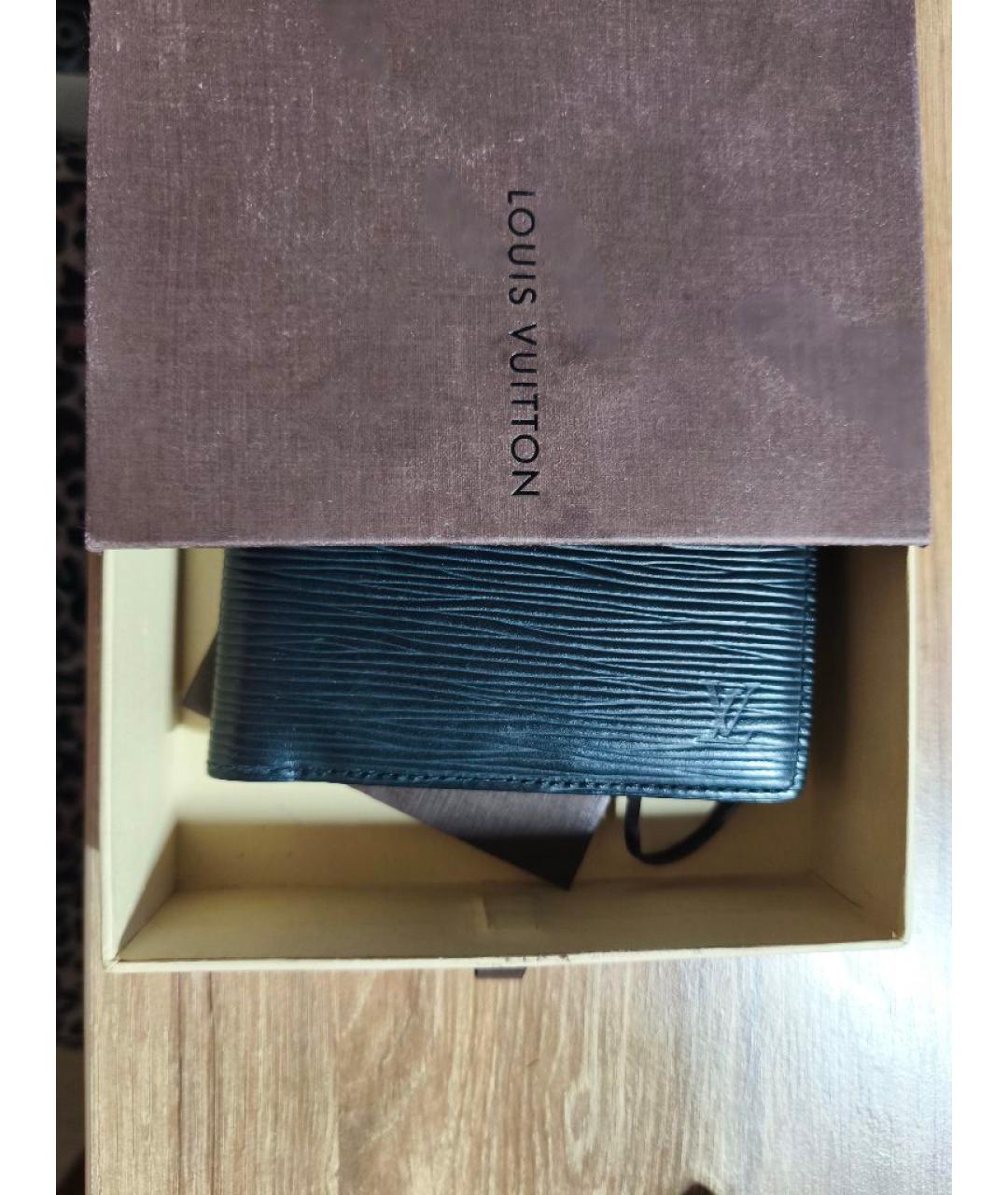 LOUIS VUITTON Черный кожаный кошелек, фото 5