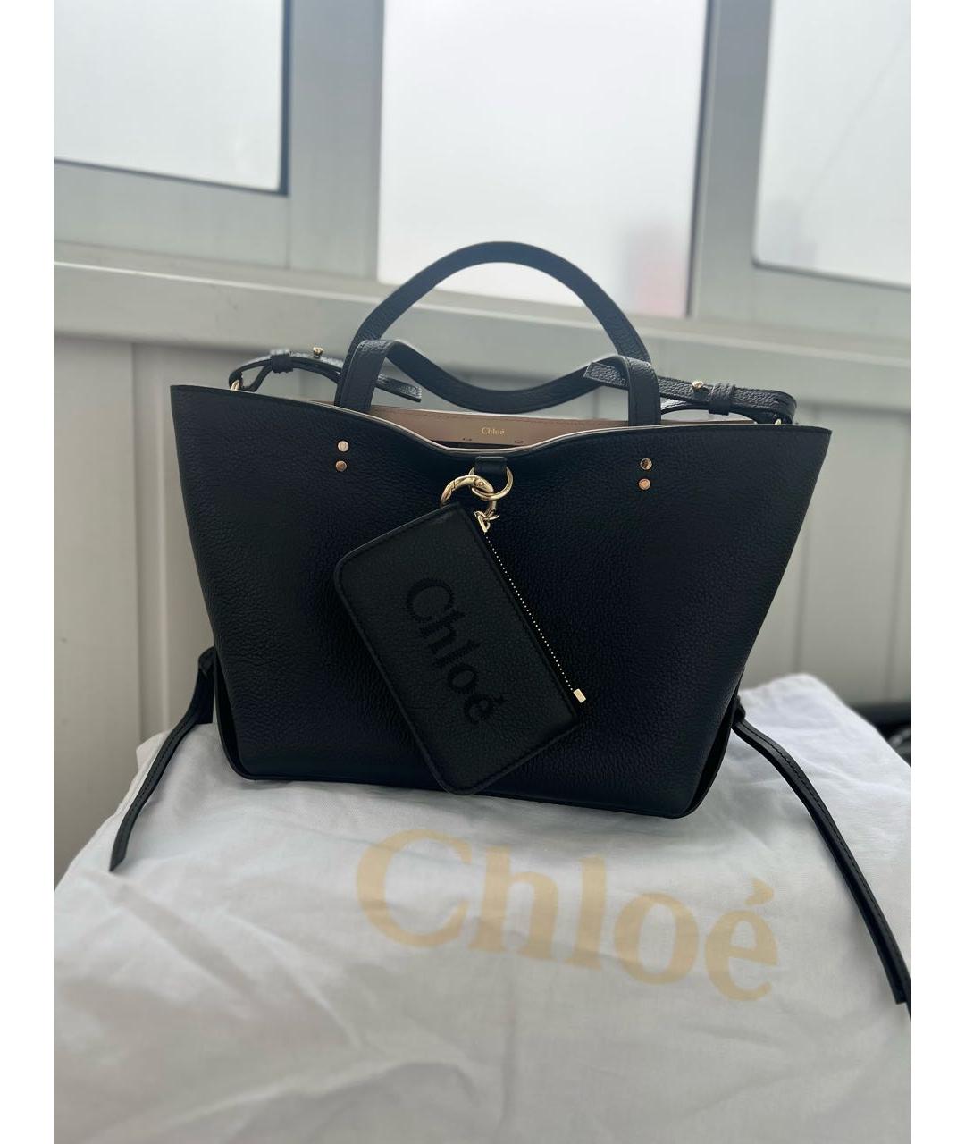 CHLOE Черная кожаная сумка тоут, фото 8