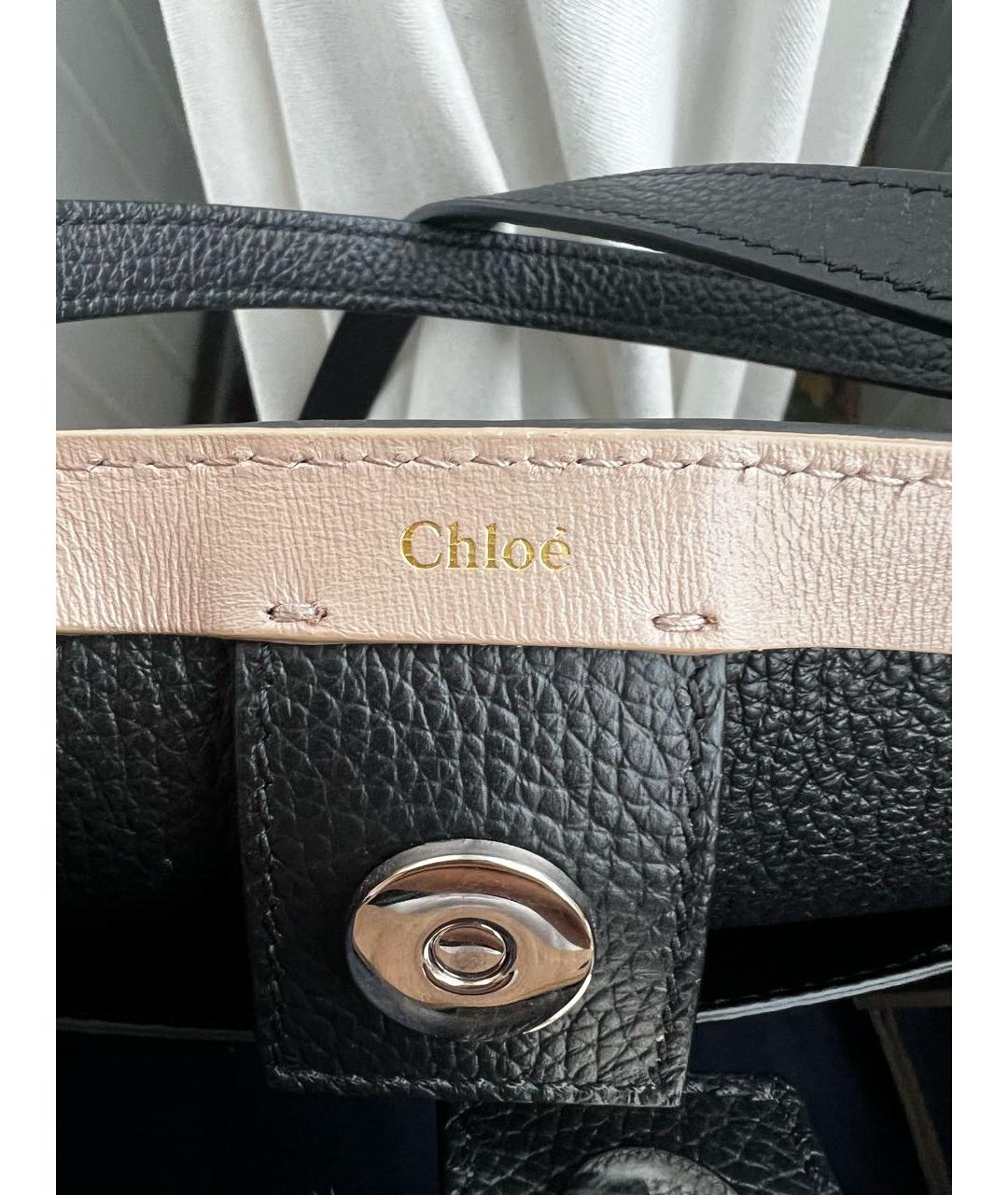 CHLOE Черная кожаная сумка тоут, фото 5