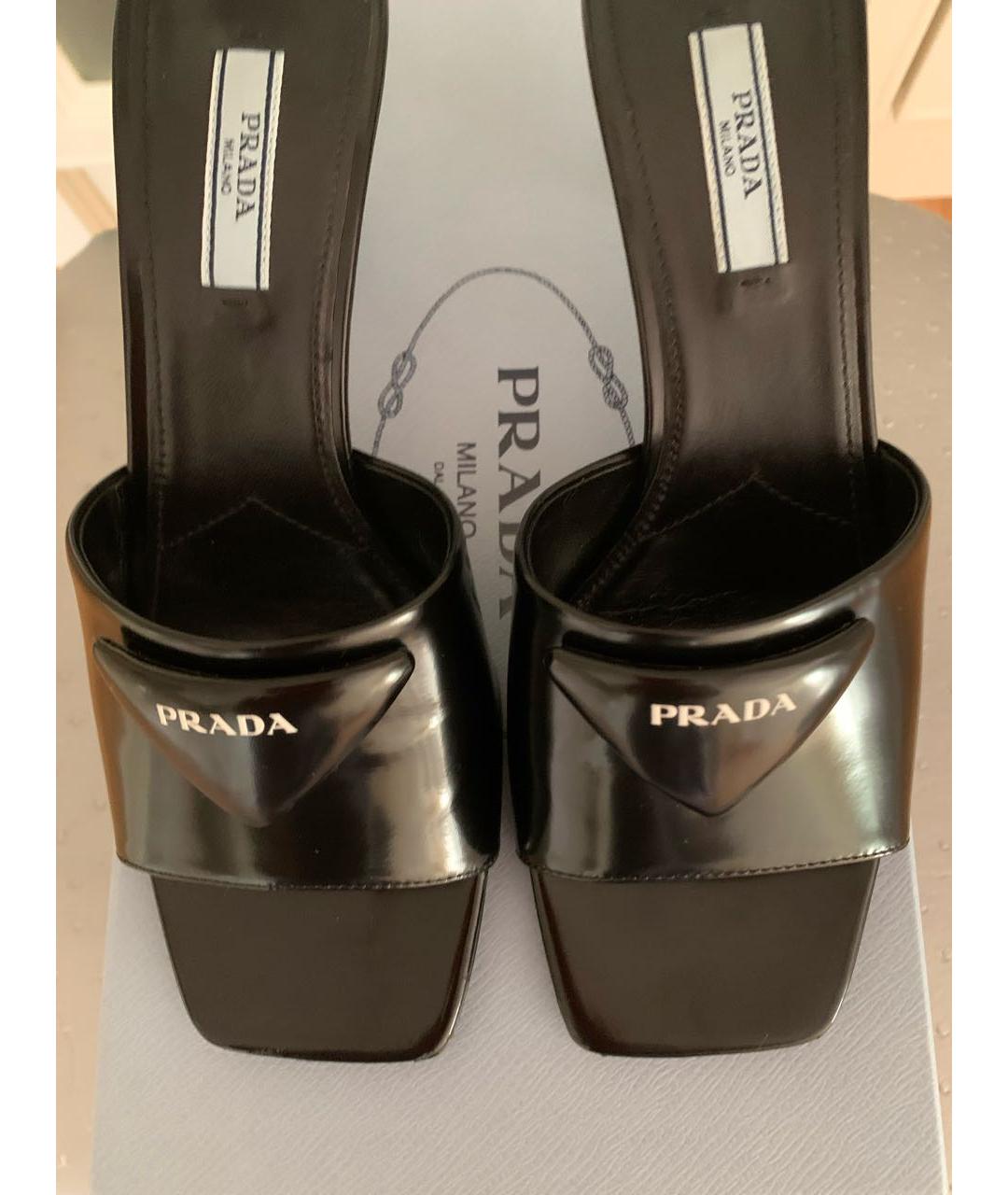 PRADA Черные кожаные мюли, фото 2