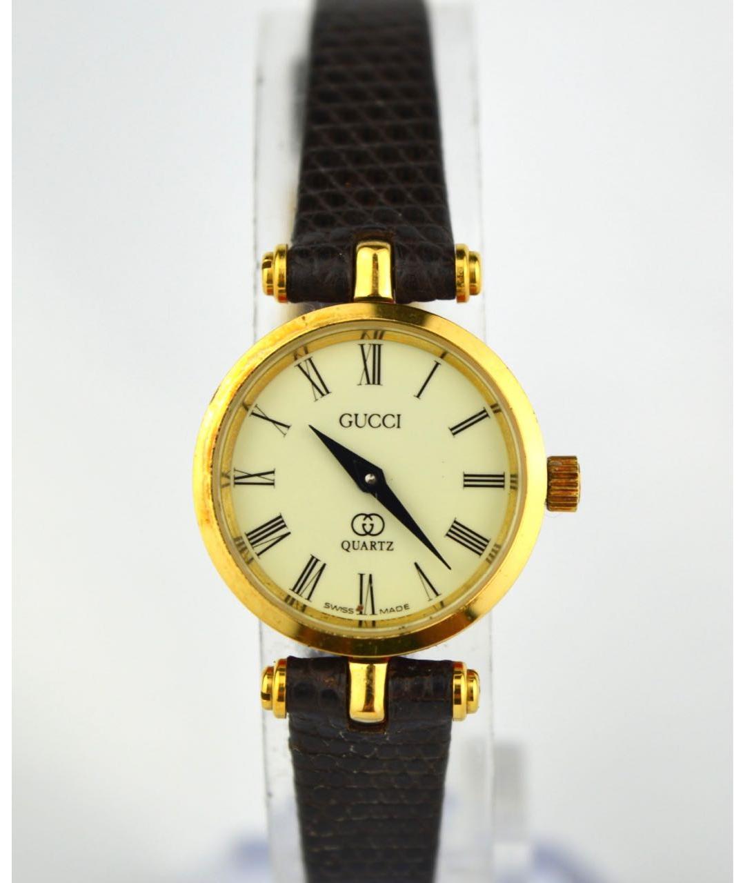 GUCCI Коричневые позолоченные часы, фото 9