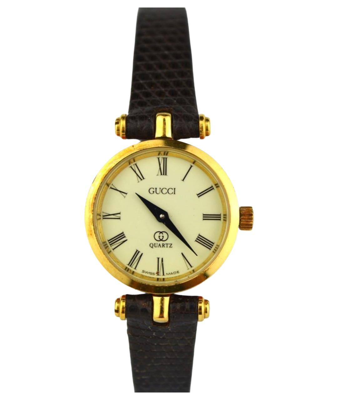 GUCCI Коричневые позолоченные часы, фото 1