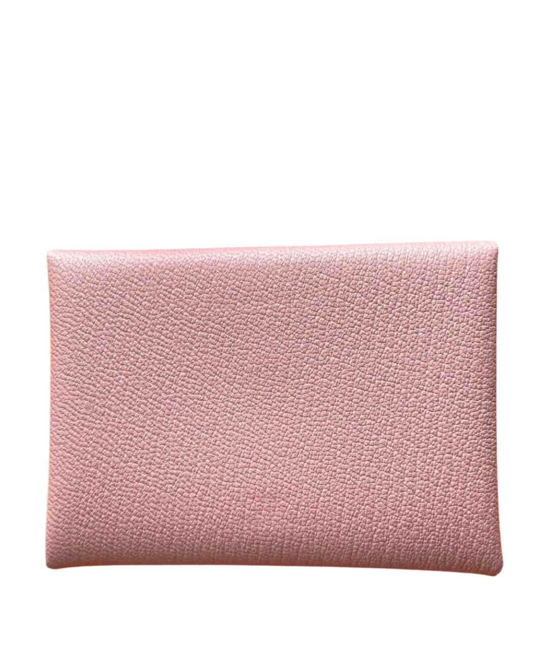 HERMES Розовый кожаный кардхолдер, фото 1