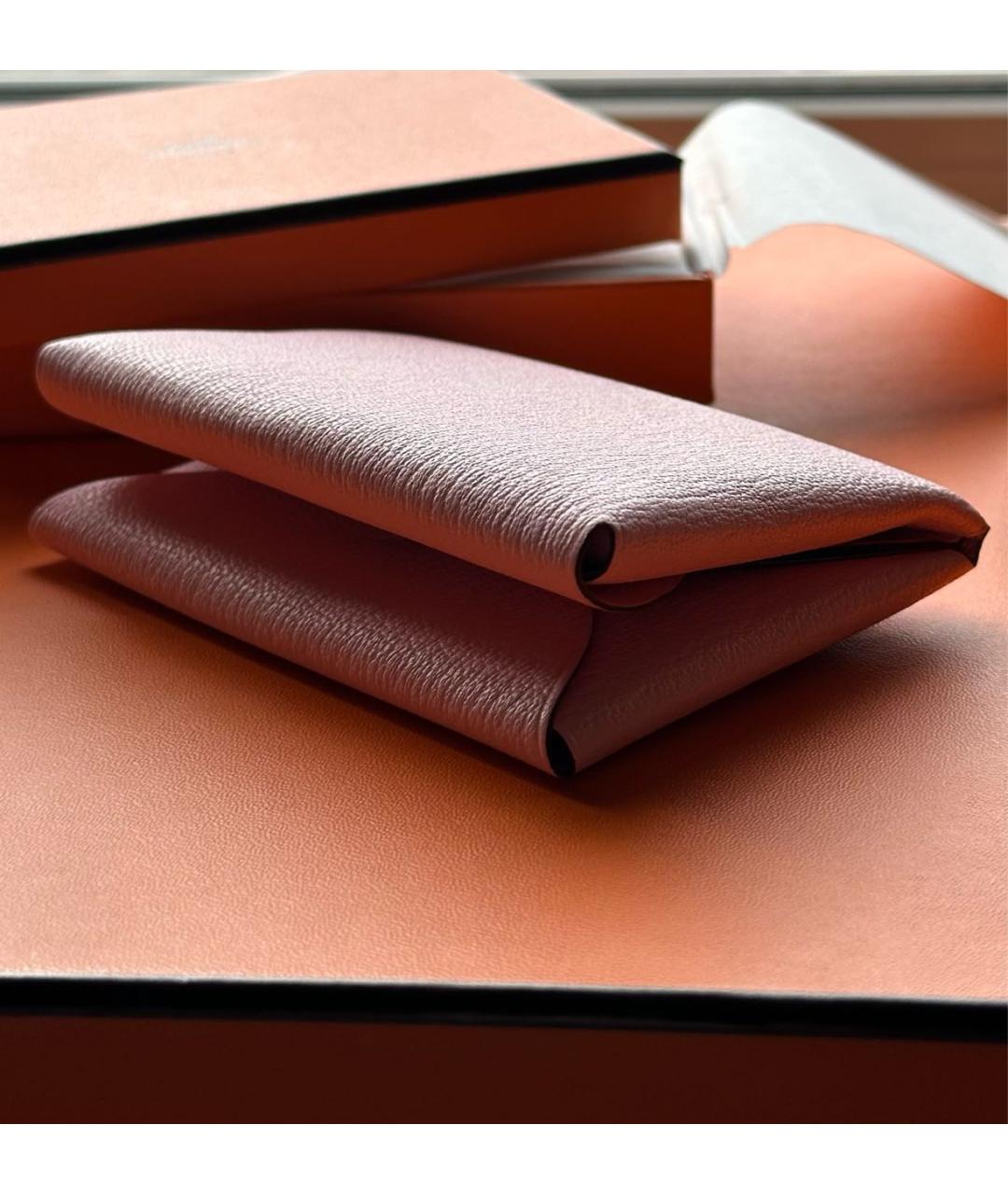 HERMES Розовый кожаный кардхолдер, фото 4