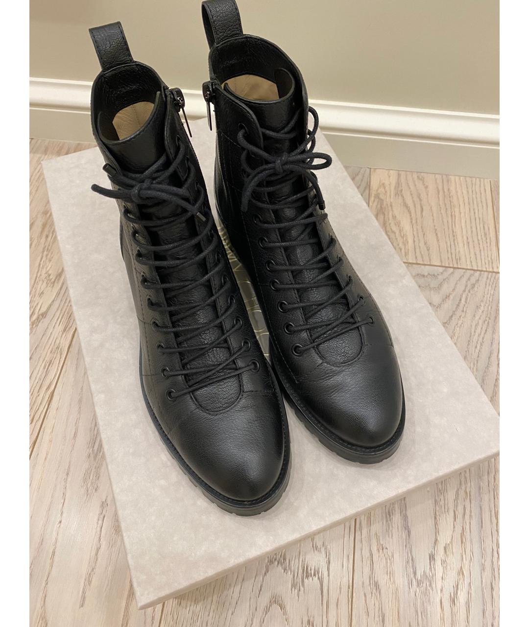 JIMMY CHOO Черные кожаные ботинки, фото 2