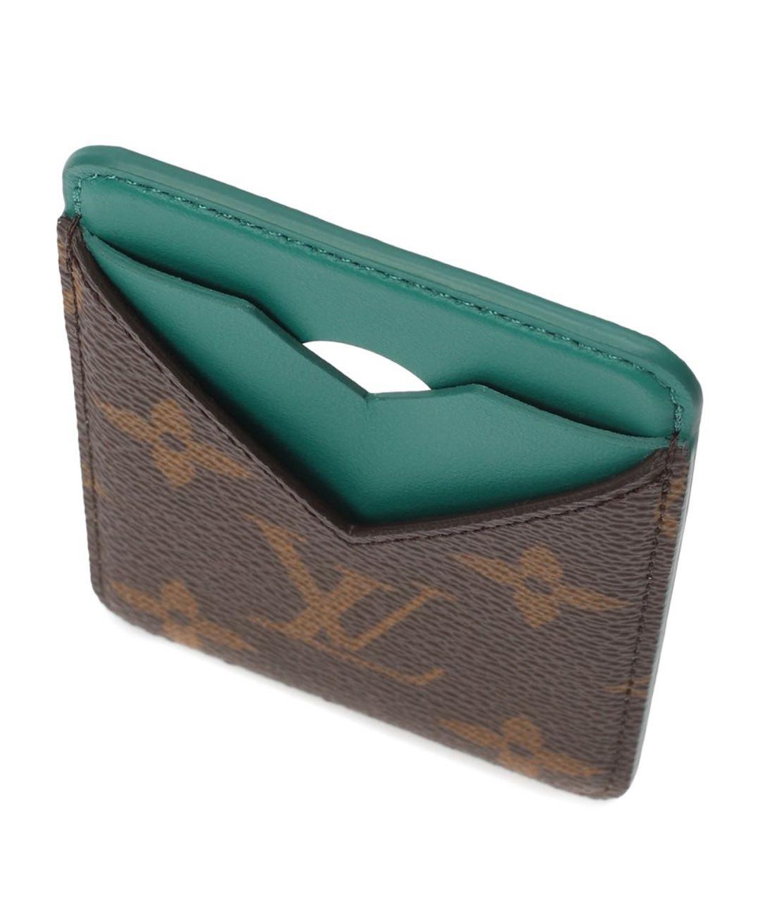 LOUIS VUITTON Зеленый кожаный кардхолдер, фото 3
