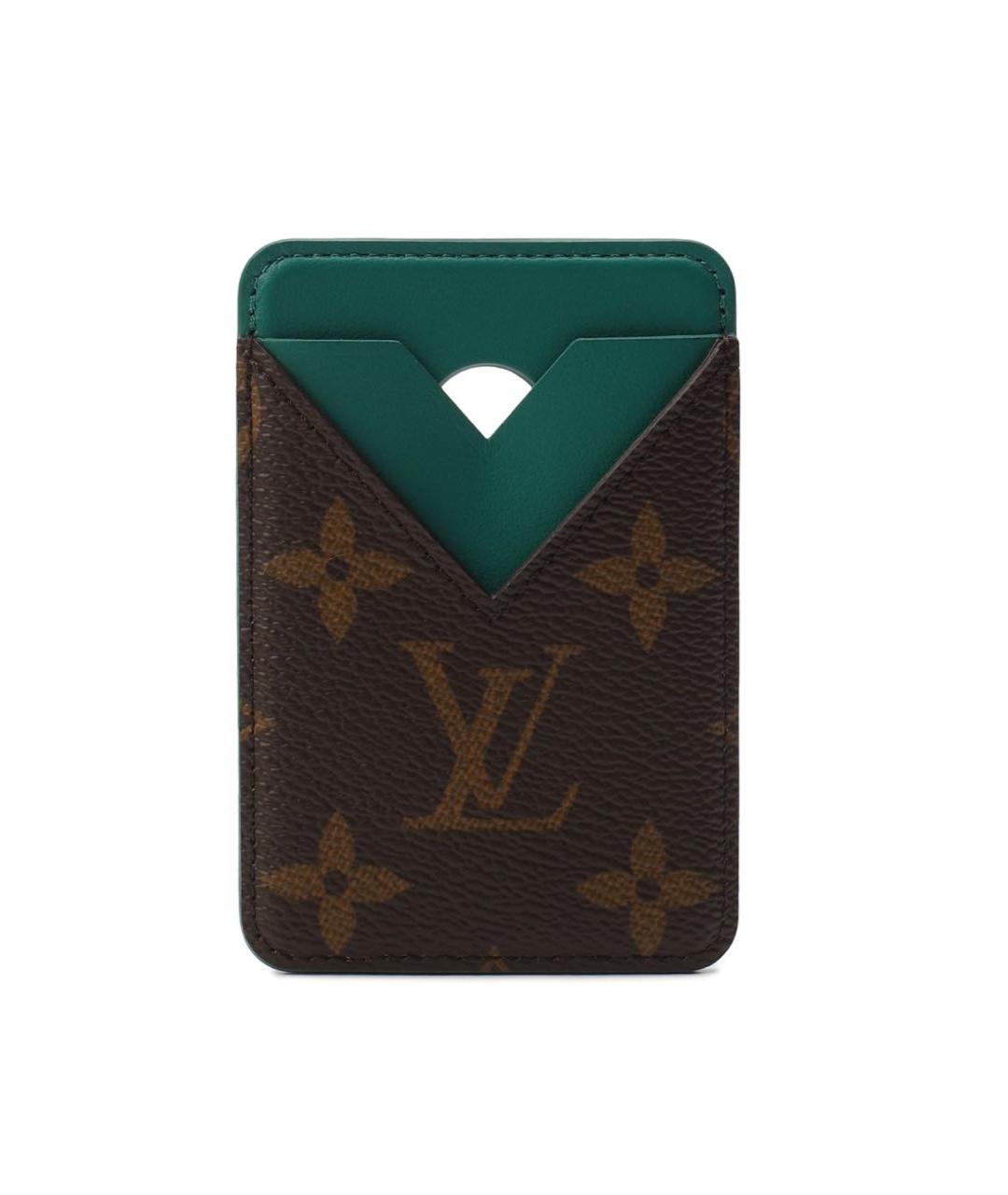 LOUIS VUITTON Зеленый кожаный кардхолдер, фото 1