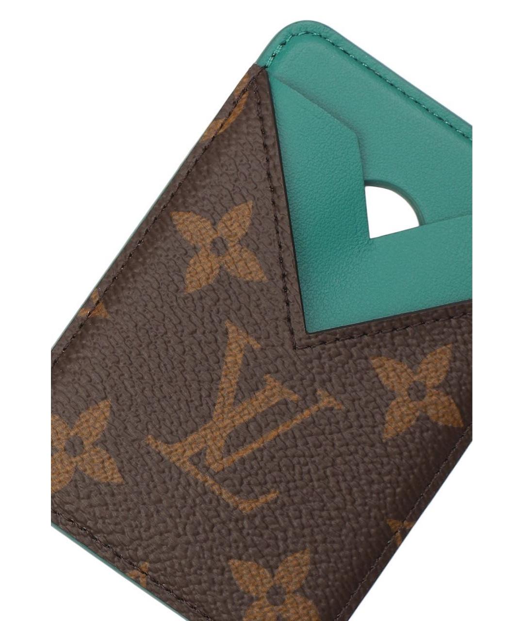 LOUIS VUITTON Зеленый кожаный кардхолдер, фото 4