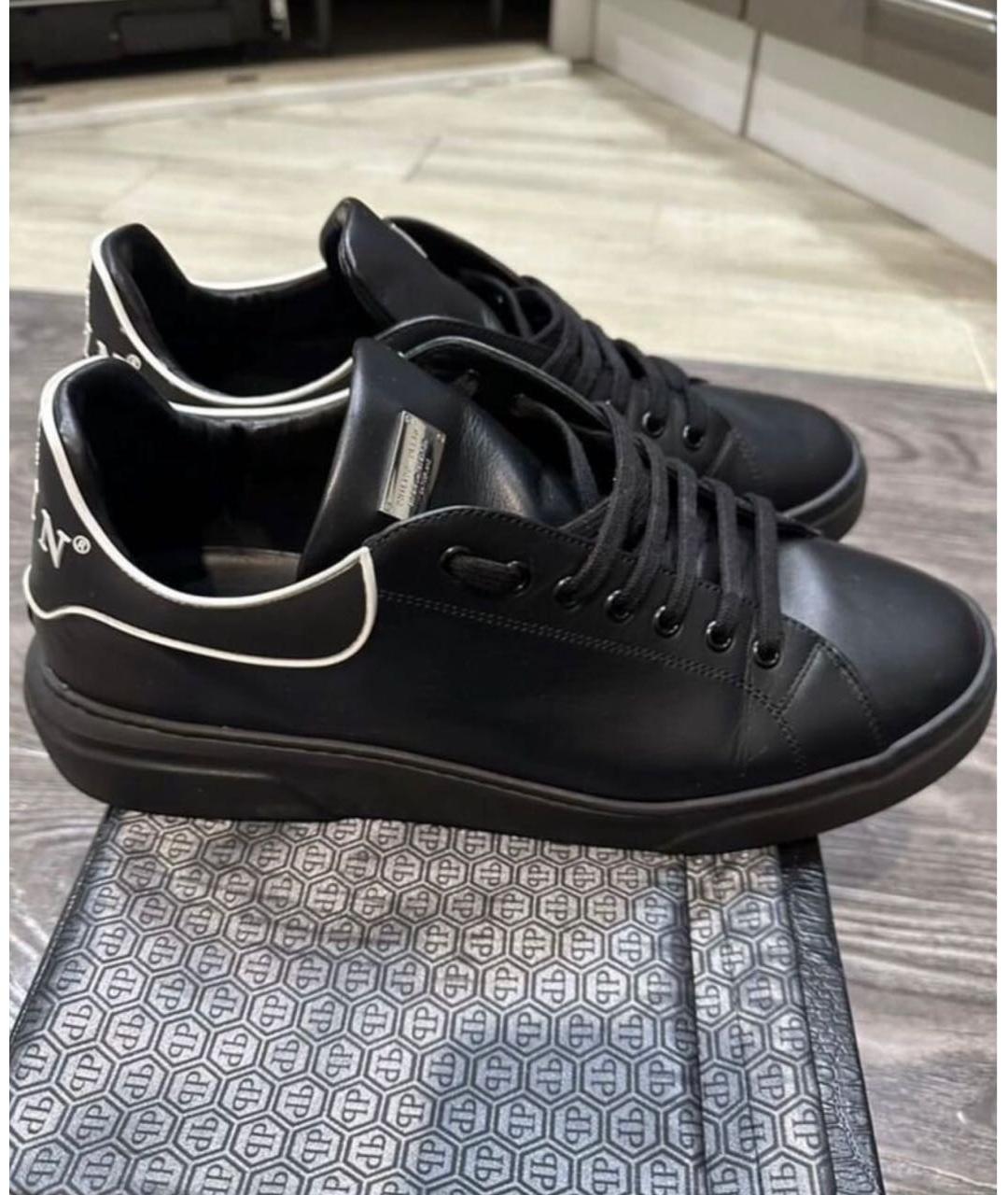 PHILIPP PLEIN Черные кожаные высокие кроссовки / кеды, фото 5