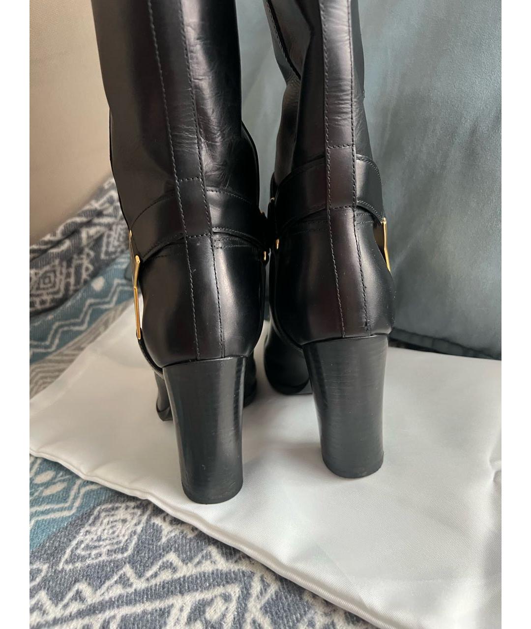 SAINT LAURENT Черные кожаные сапоги, фото 4
