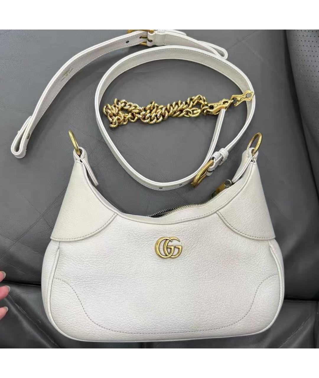 GUCCI Белая кожаная сумка с короткими ручками, фото 2
