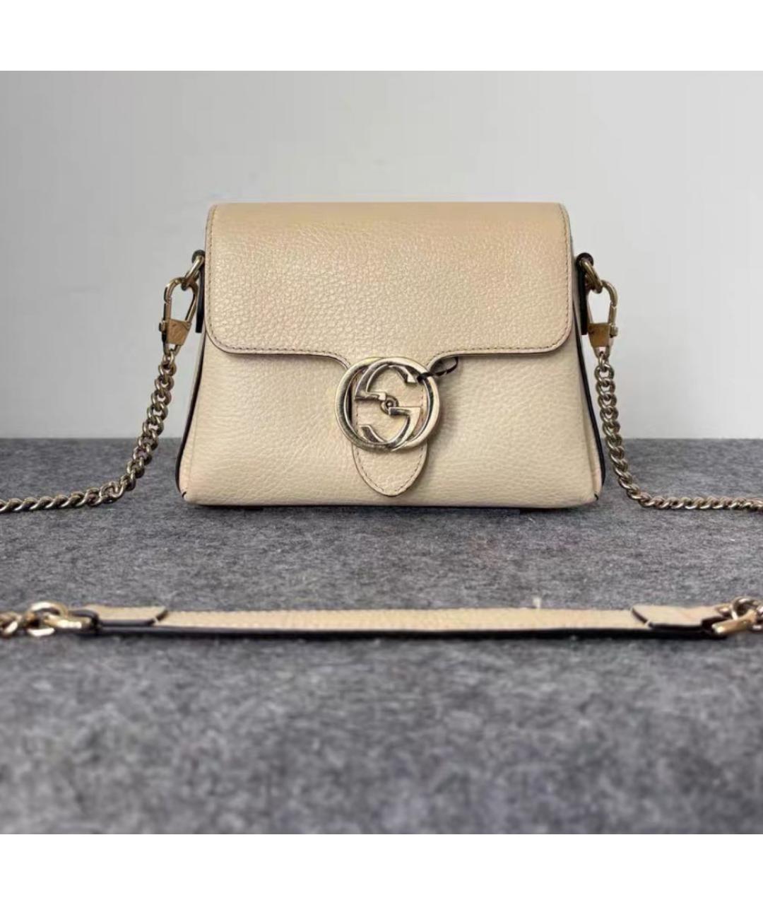 GUCCI Бежевая кожаная сумка через плечо, фото 2