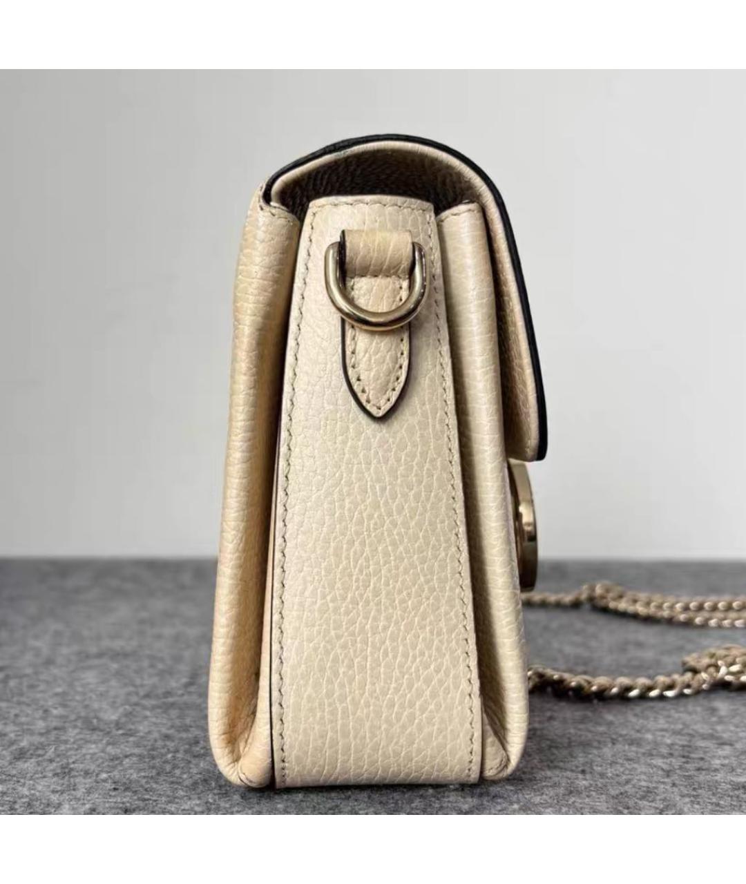GUCCI Бежевая кожаная сумка через плечо, фото 5
