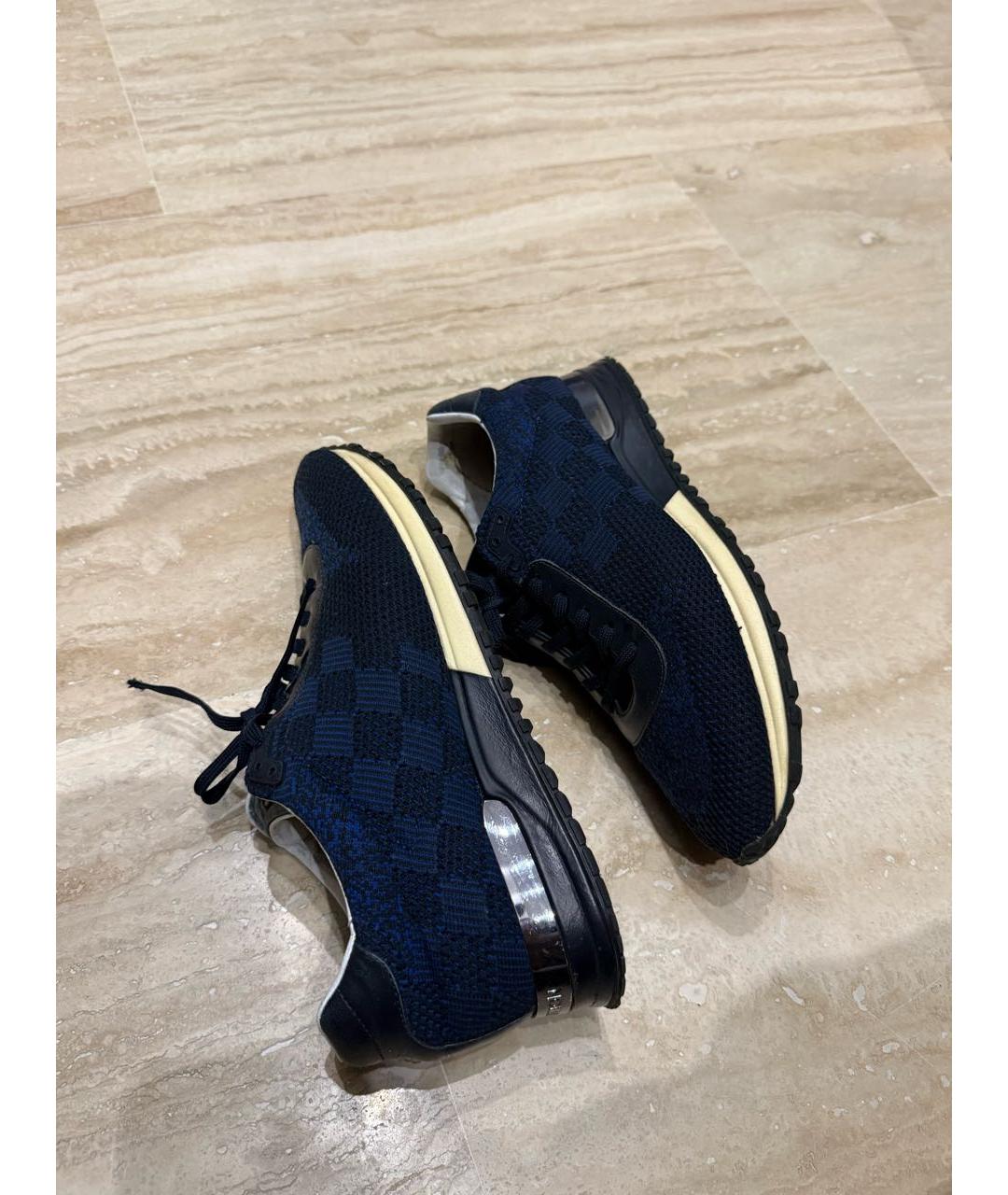 LOUIS VUITTON Темно-синие текстильные высокие кроссовки / кеды, фото 4