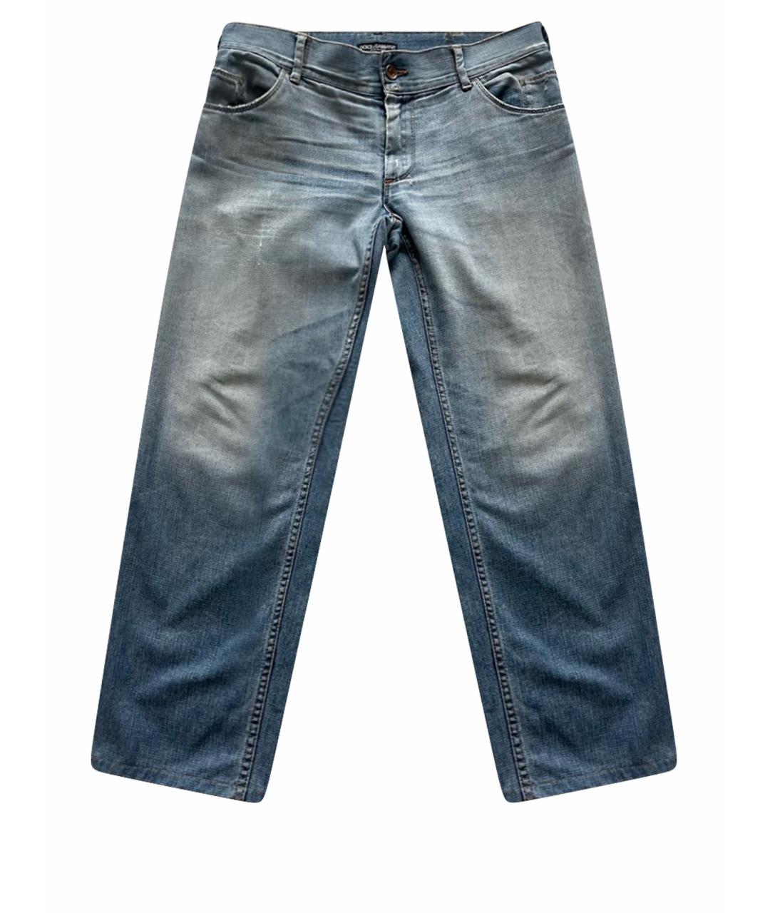 DOLCE&GABBANA Голубые хлопковые прямые джинсы, фото 1
