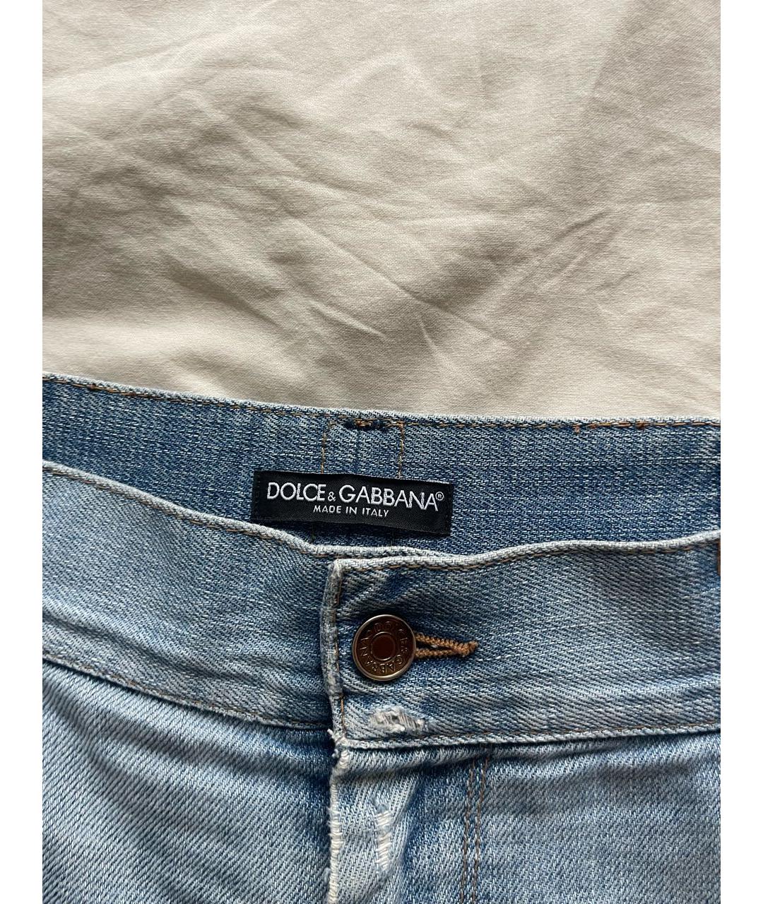 DOLCE&GABBANA Голубые хлопковые прямые джинсы, фото 3