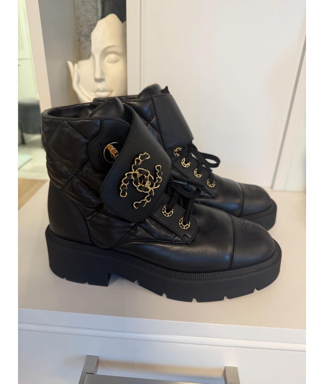CHANEL Черные кожаные ботинки, фото 3