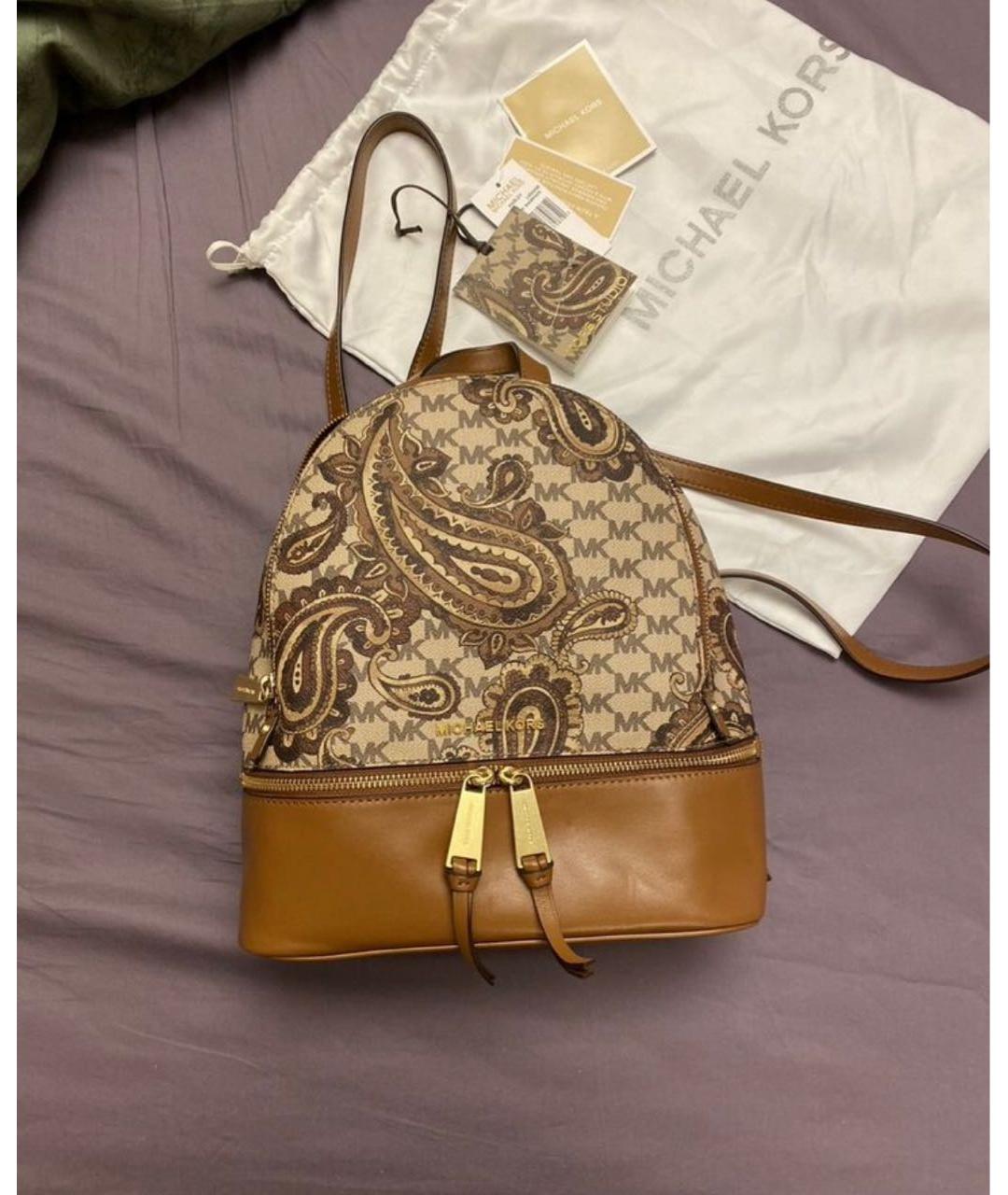 MICHAEL KORS Бежевый кожаный рюкзак, фото 9