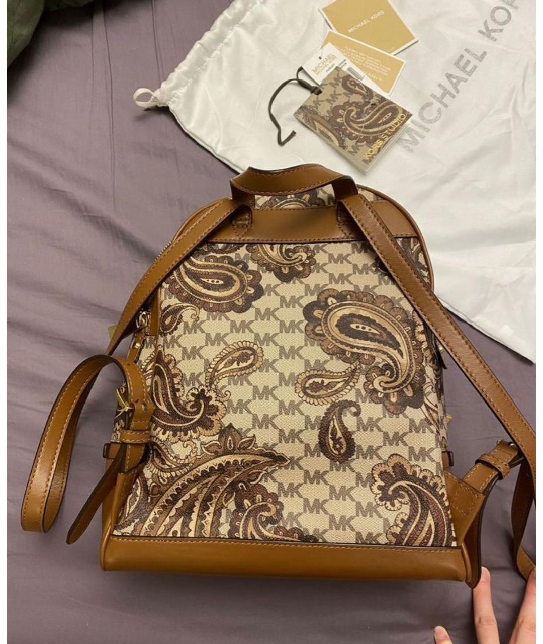 MICHAEL KORS Бежевый кожаный рюкзак, фото 6