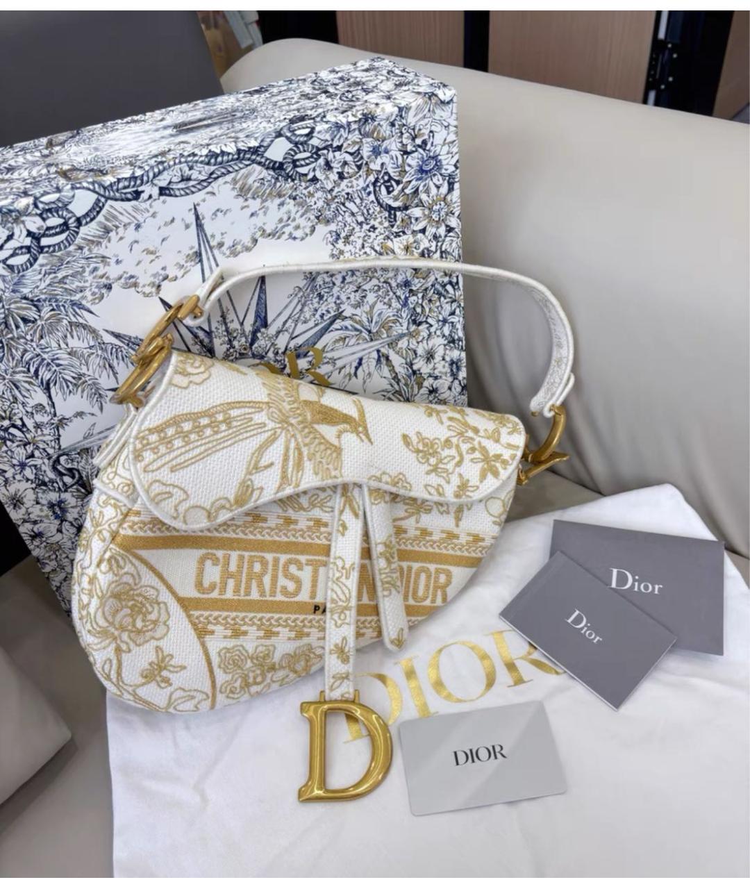 CHRISTIAN DIOR Золотая тканевая сумка через плечо, фото 2