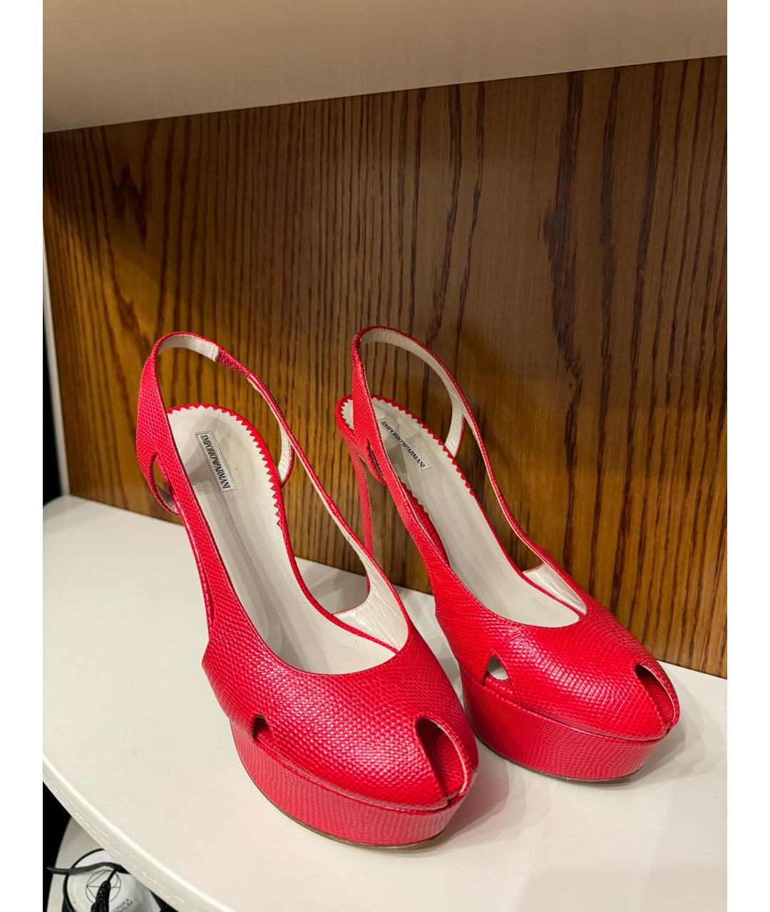 EMPORIO ARMANI Красные кожаные босоножки, фото 4