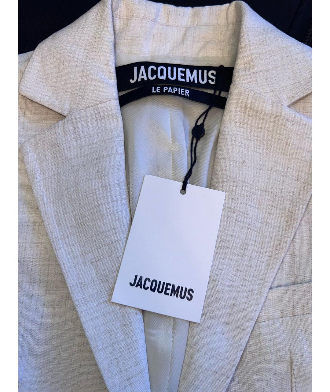 JACQUEMUS Бежевый льняной жакет/пиджак, фото 6