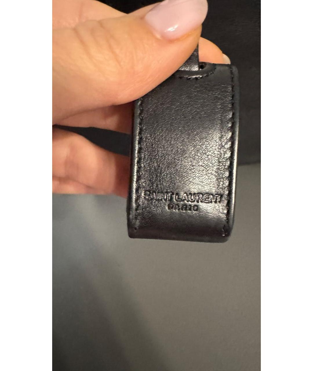 SAINT LAURENT Черная кожаная сумка с короткими ручками, фото 6