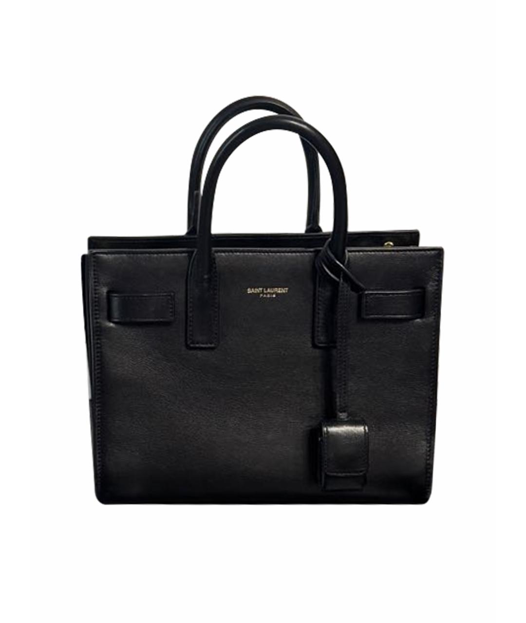 SAINT LAURENT Черная кожаная сумка с короткими ручками, фото 9