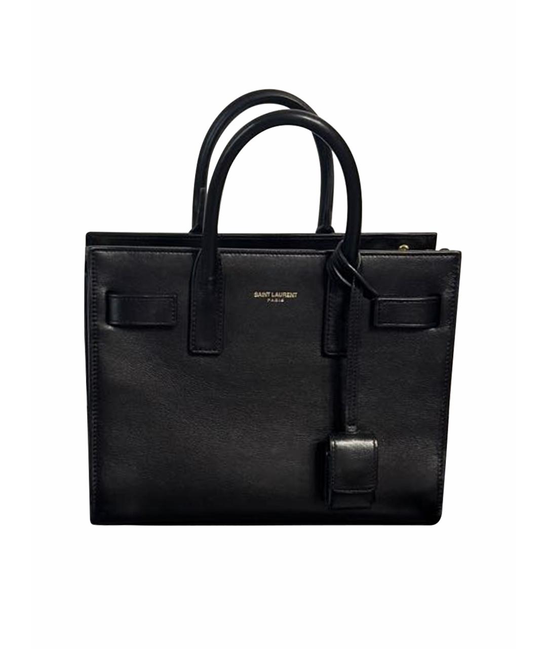 SAINT LAURENT Черная кожаная сумка с короткими ручками, фото 1