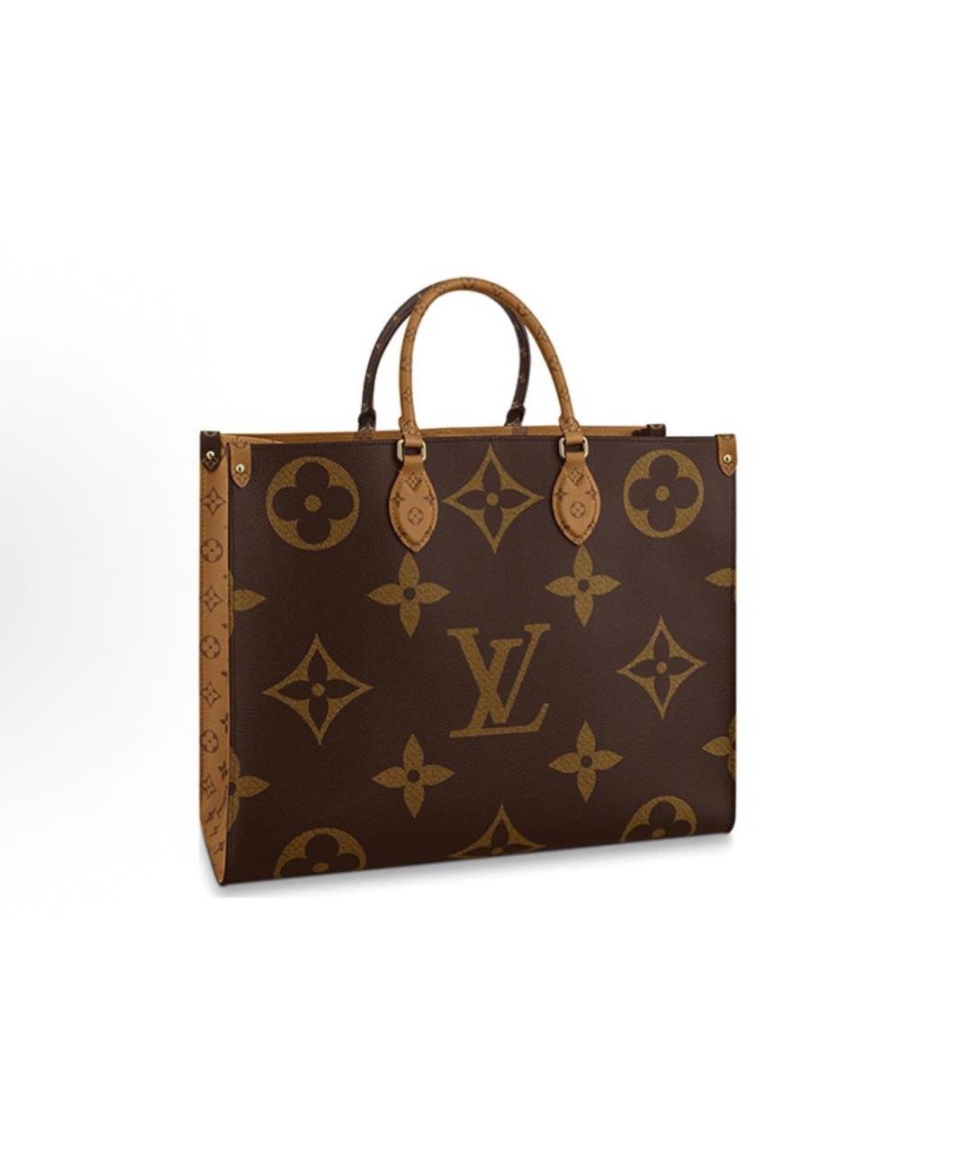LOUIS VUITTON Коричневая кожаная сумка тоут, фото 5