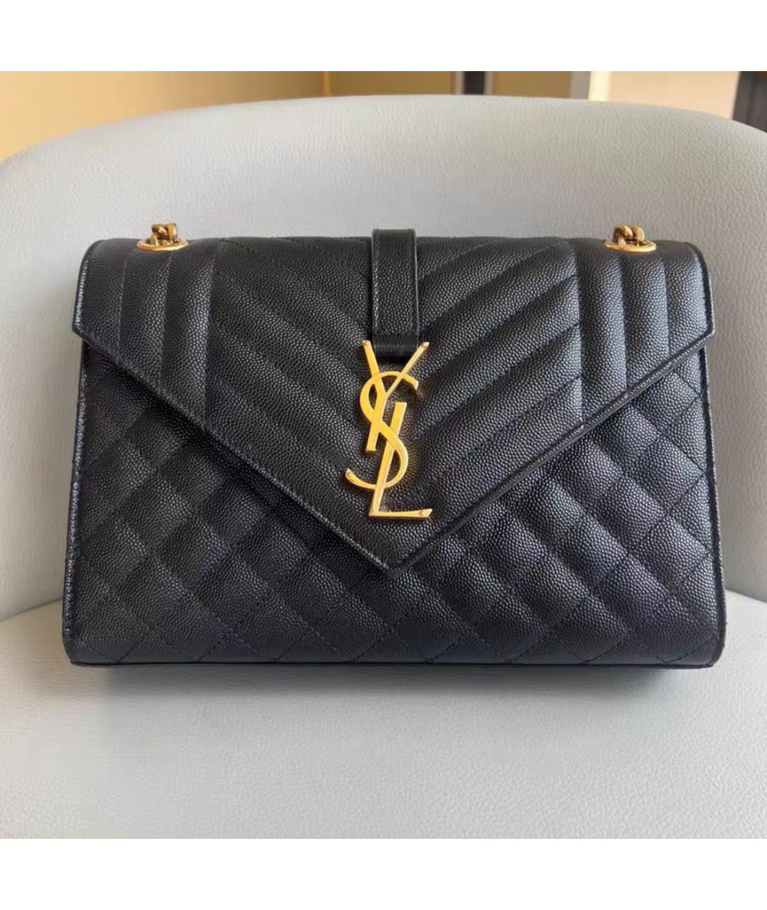 SAINT LAURENT Черная кожаная сумка через плечо, фото 2